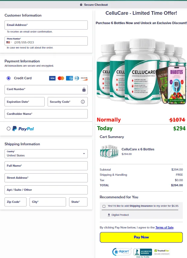 CelluCare Checkout